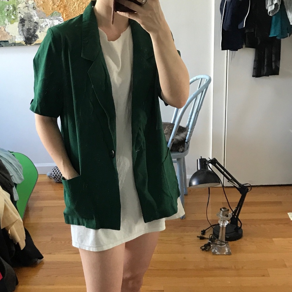 Green linen jacket blazer